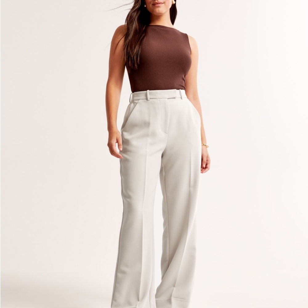 Abercrombie & Fitch Curve Love Cuffed Hem Tailored Wide Leg Pant 23S/000S